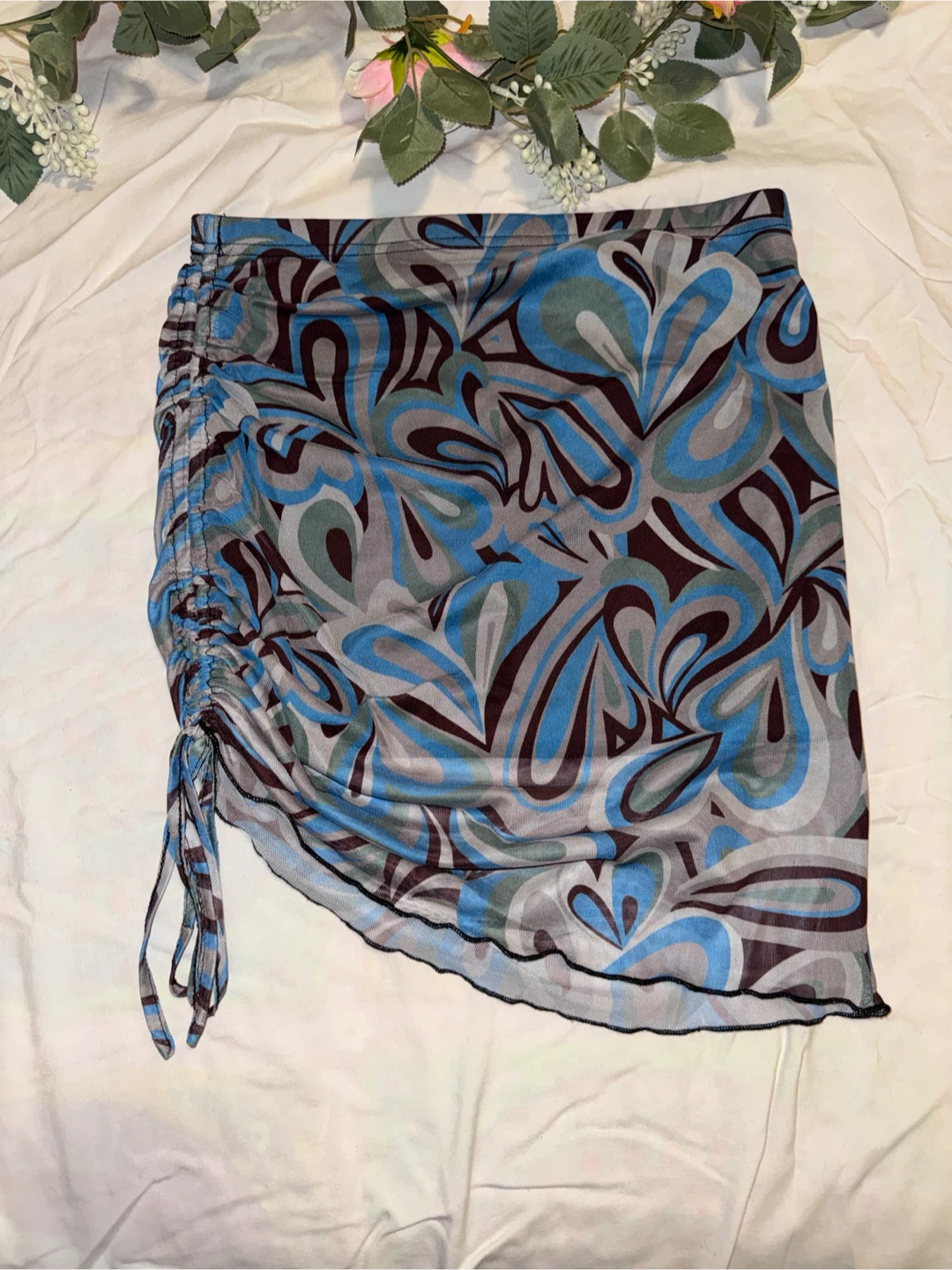 Abstract Print Ruched Mini Skirt - photo 2