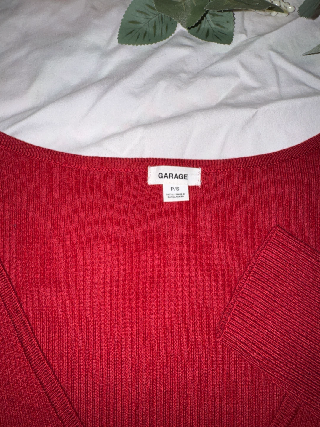 Garage Red Ribbed Crop Top - photo 3