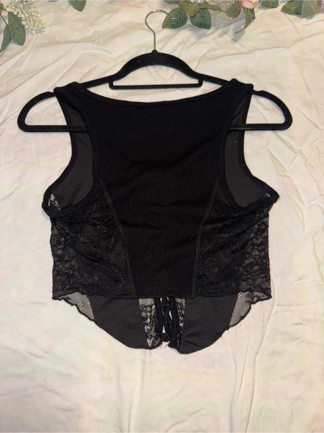 Garage Black Lace-Up Corset Tank Top - photo 2