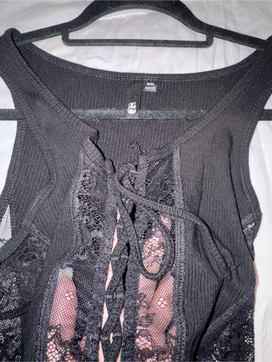 Garage Black Lace-Up Corset Tank Top - photo 3