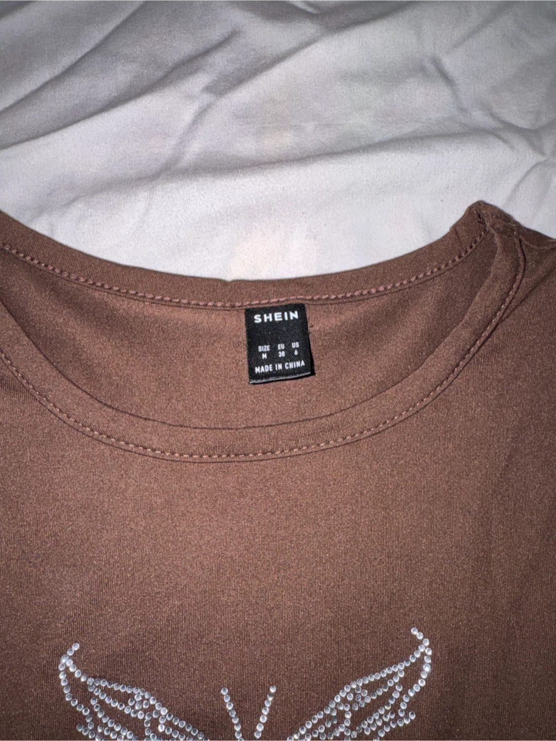 SHEIN Brown Butterfly Crop Top - photo 3