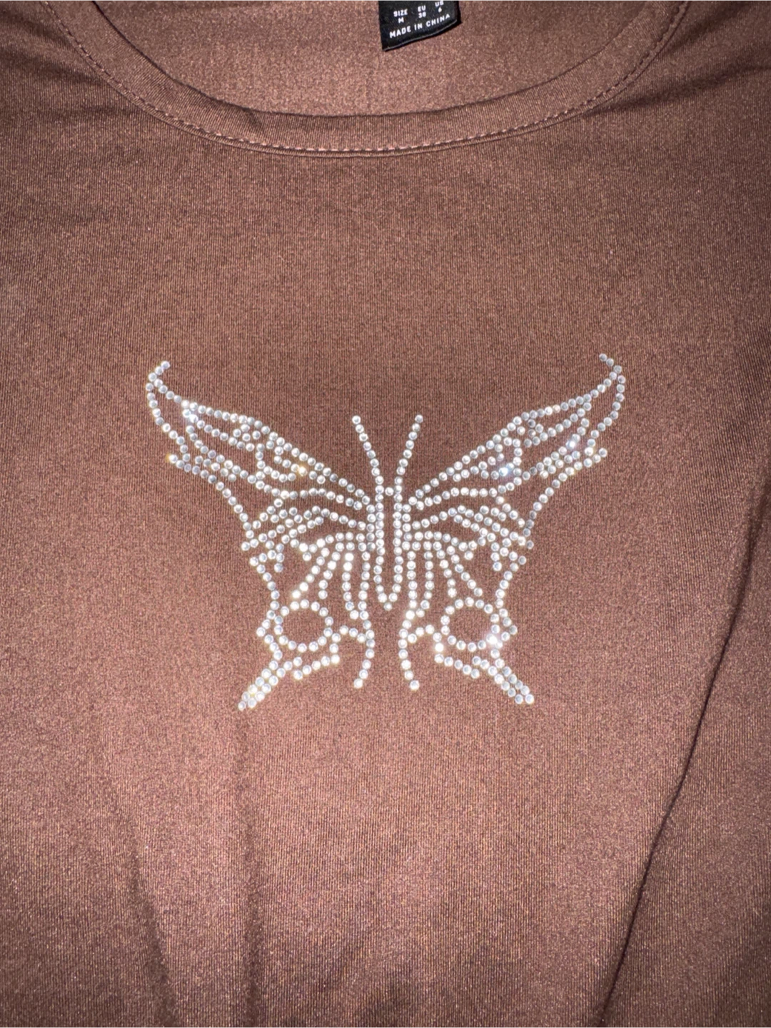 SHEIN Brown Butterfly Crop Top - photo 4