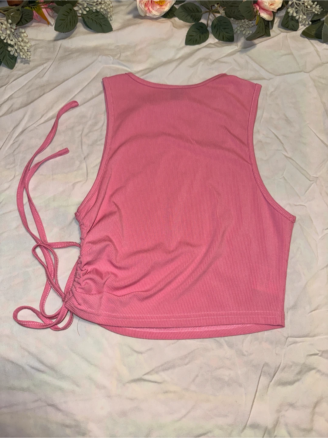 Pink Shein Ribbed Cut-Out Tank Top - photo 2