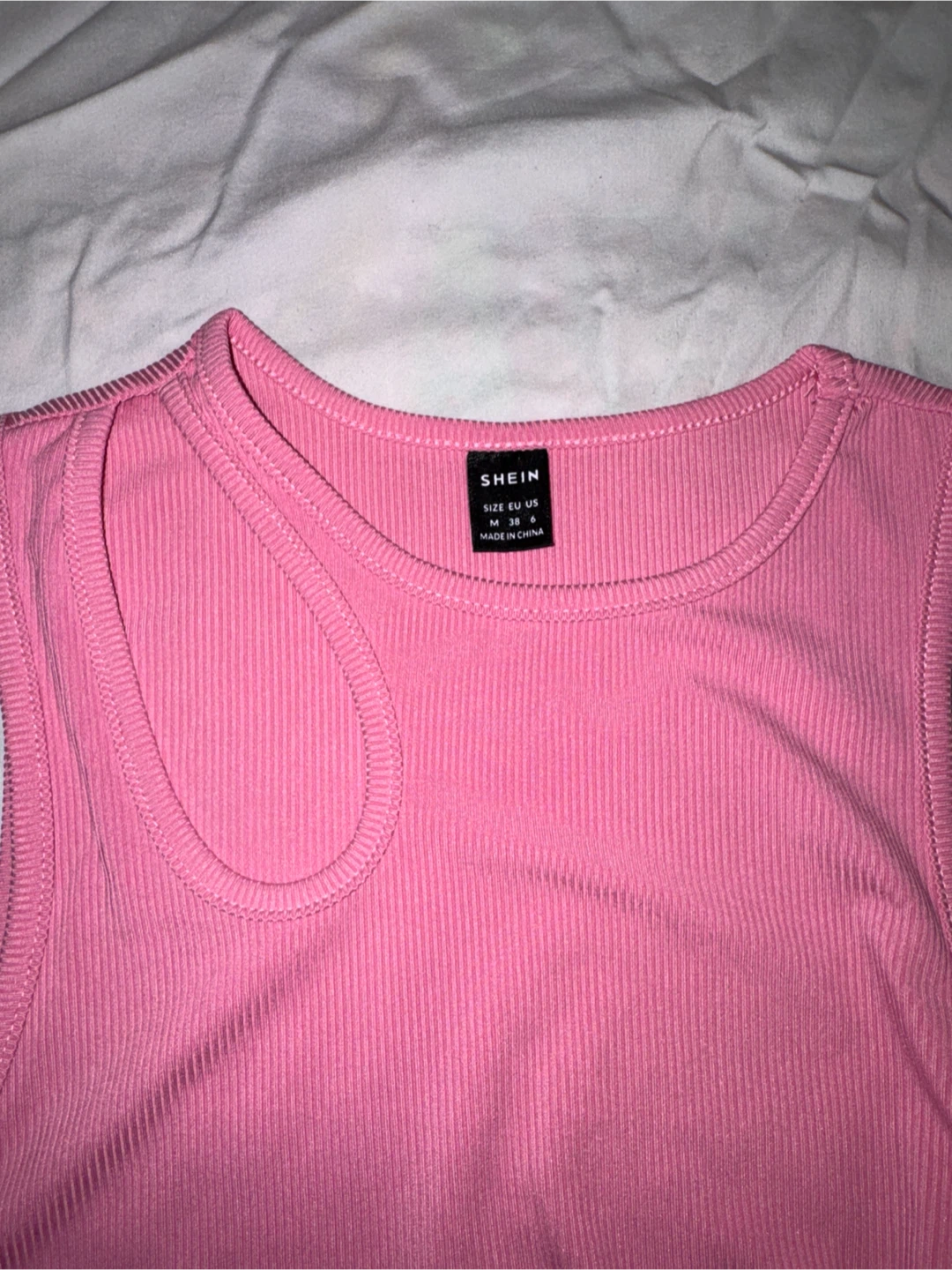 Pink Shein Ribbed Cut-Out Tank Top - photo 3