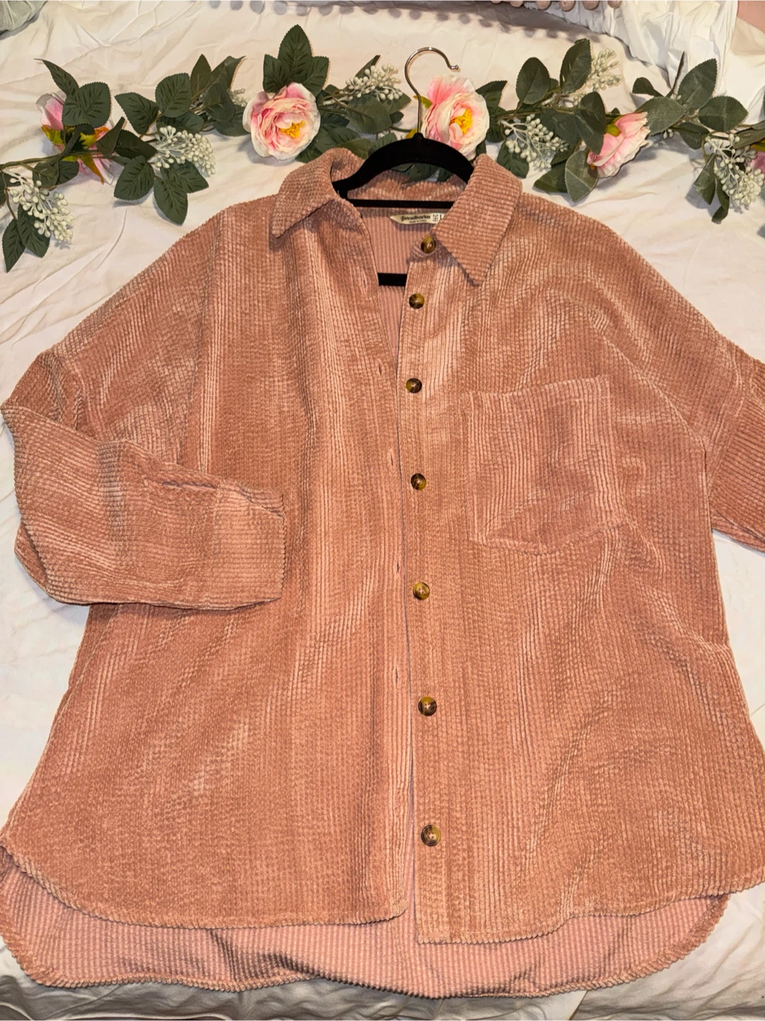Stradivarius Pink Corduroy Shirt