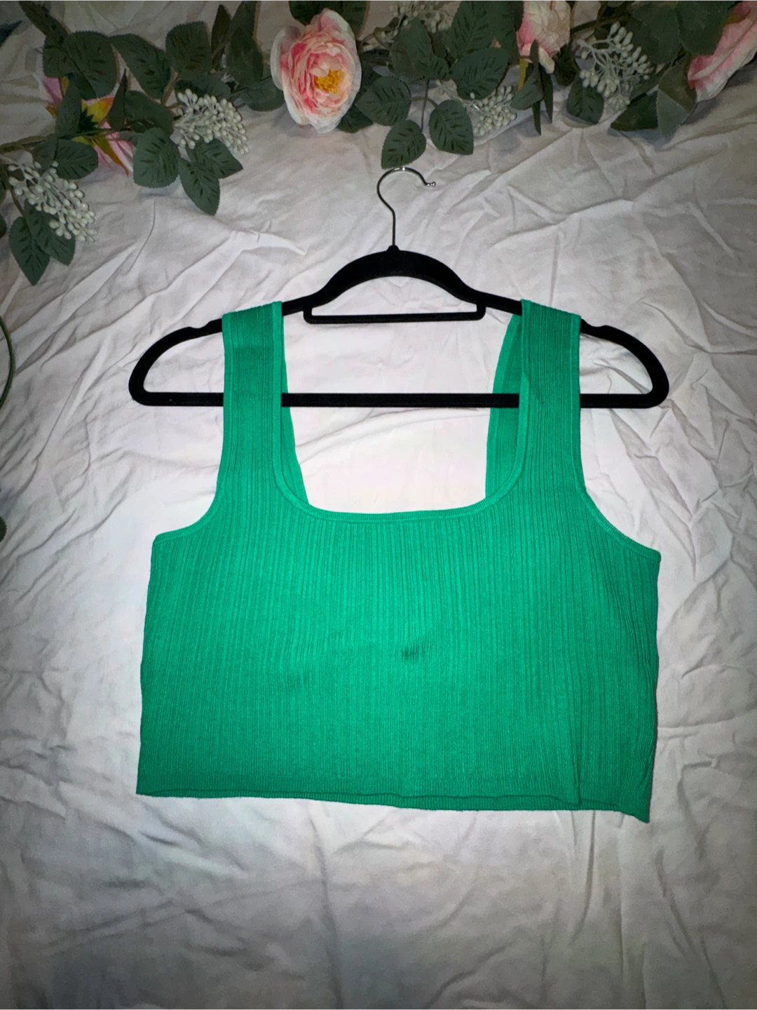 H&M Green Ribbed Crop Top