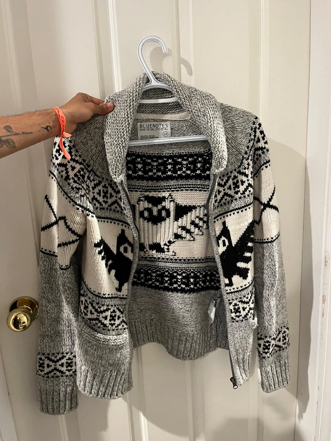Bluenotes Zip-Up Knit Cardigan - Small