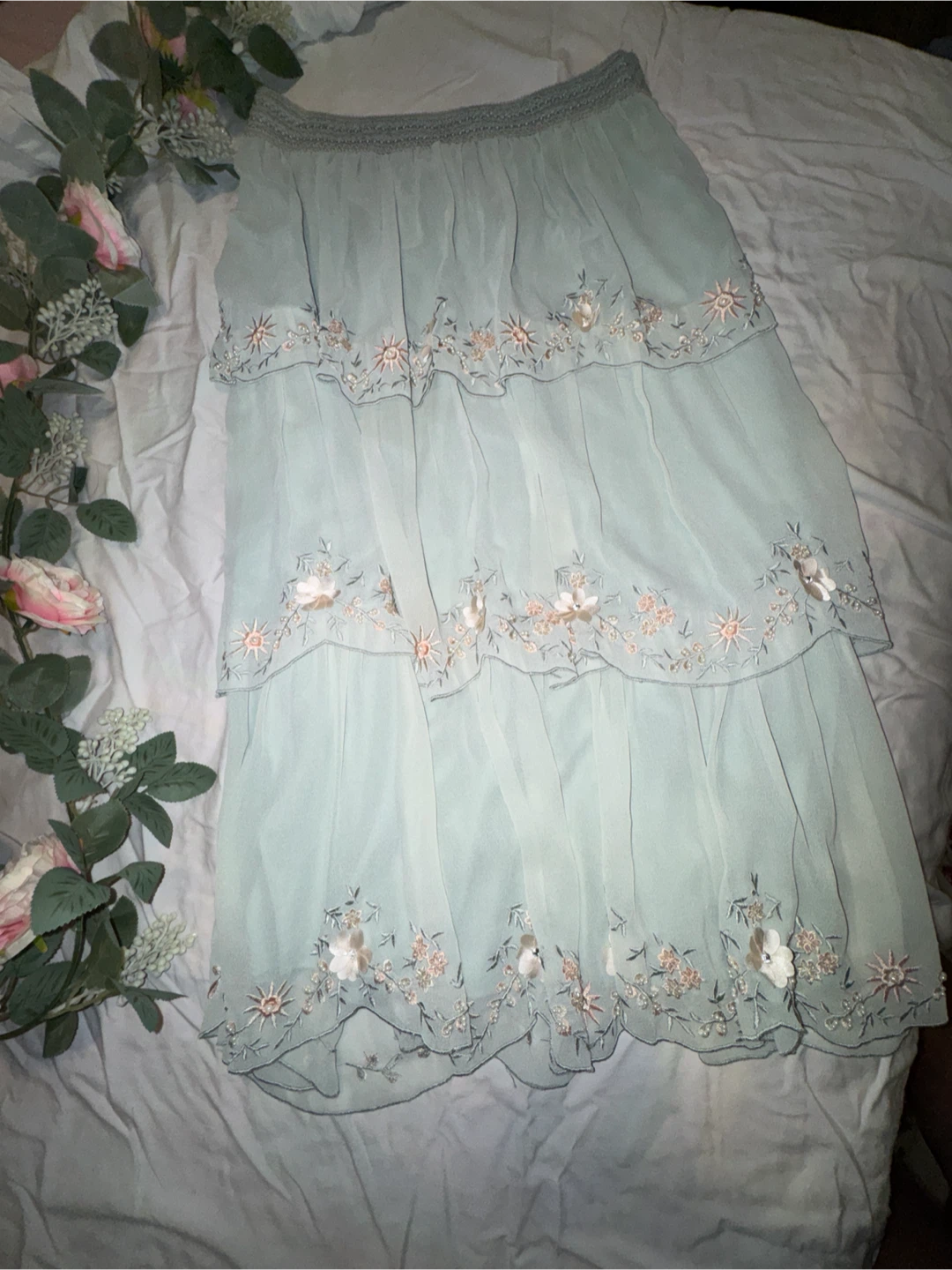 Monsoon Tiered Embroidered Skirt