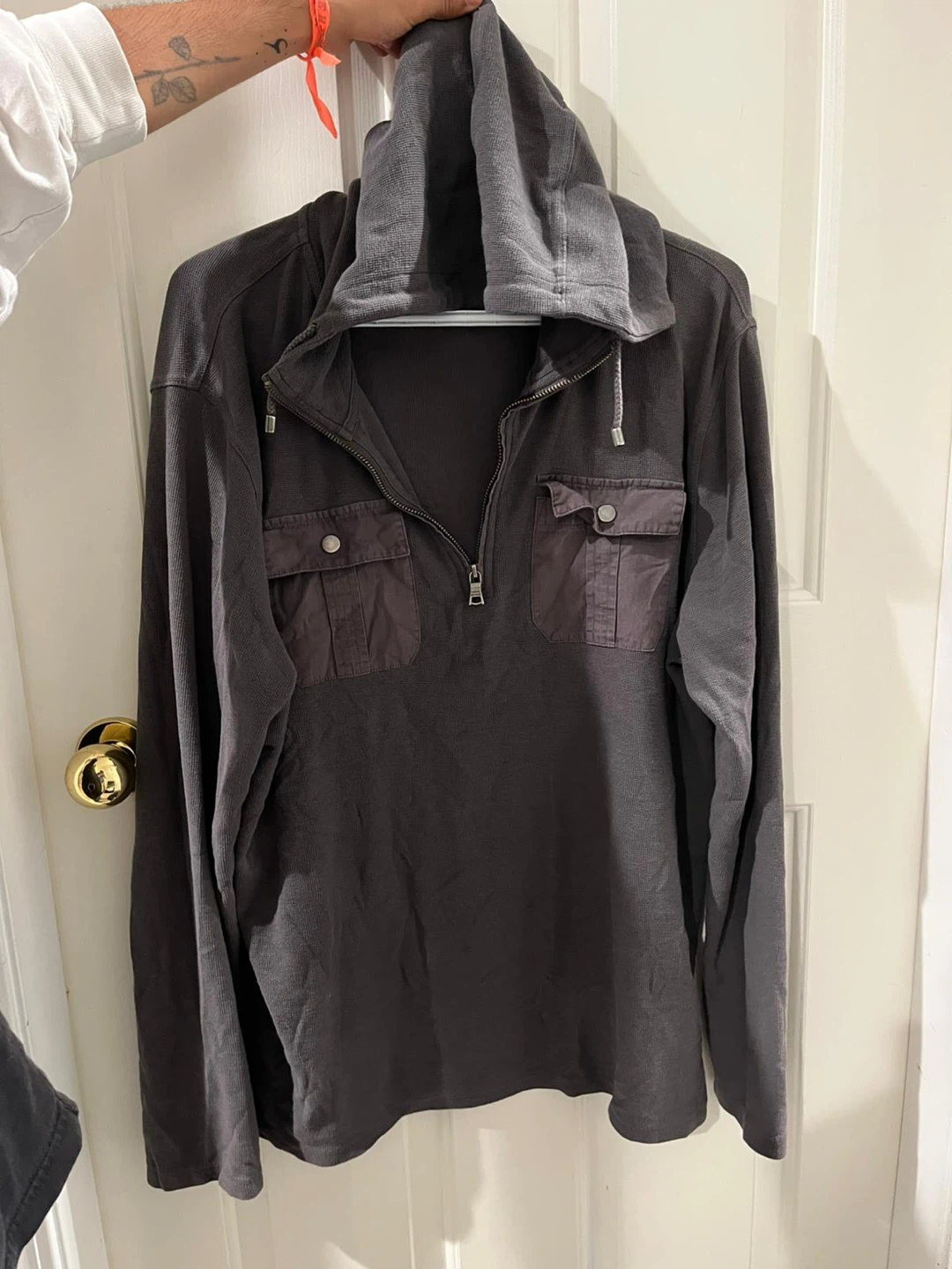 Banana Republic Grey Hooded Shirt/Sweater