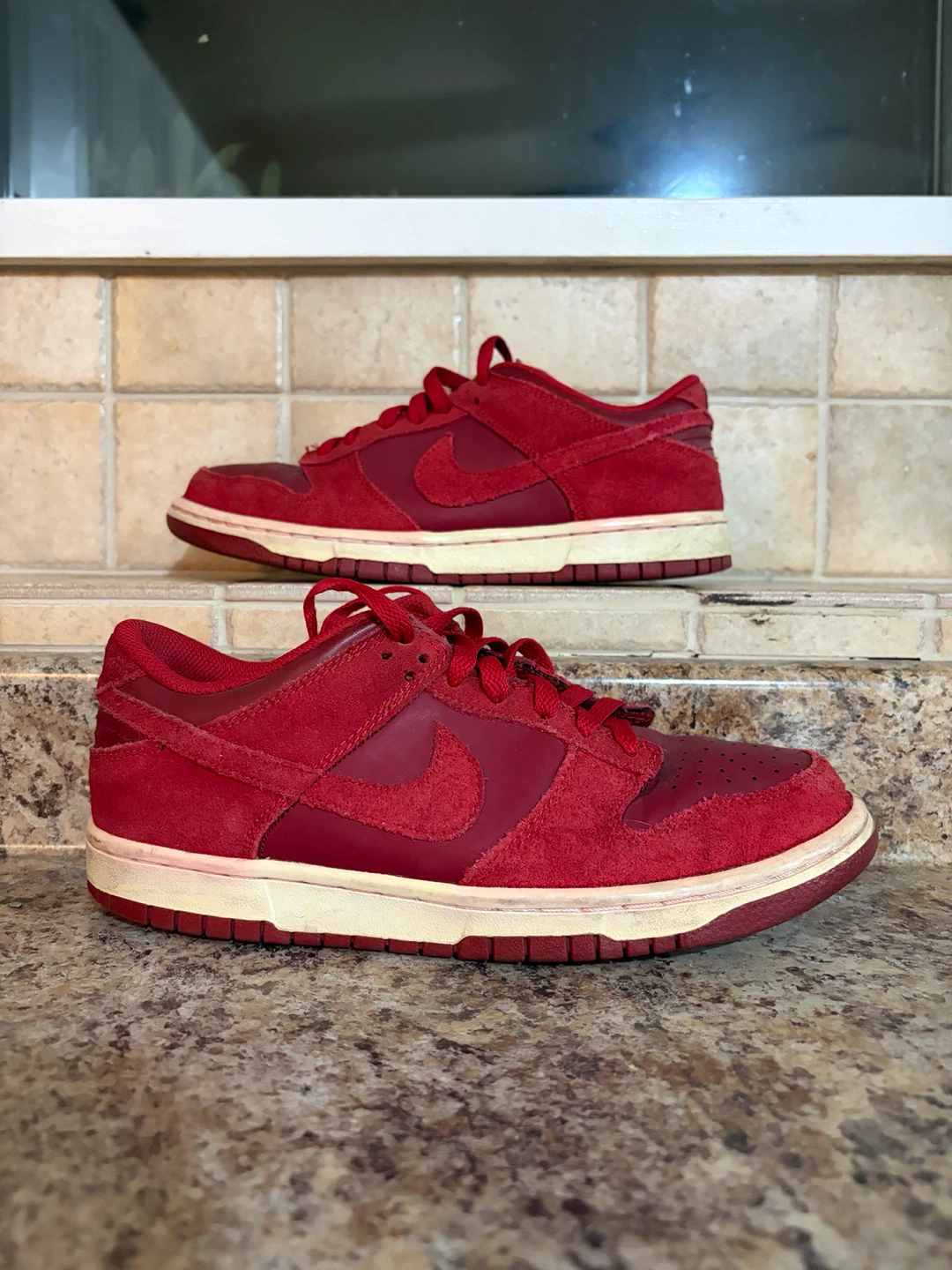 Nike Dunk Low Red Suede Sneakers