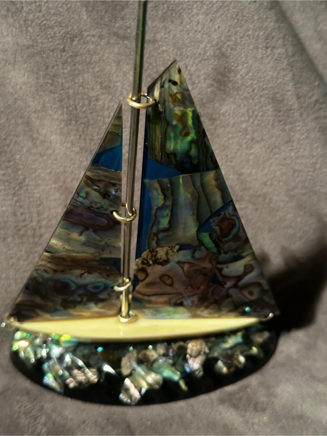 Vintage Paua Shell Sailboat Figurine – New Zealand - photo 2