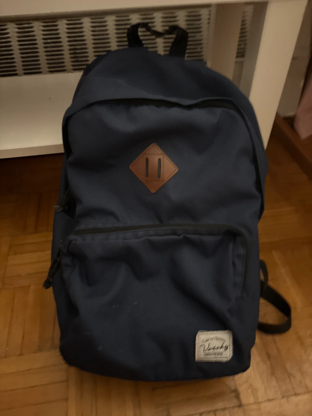 Vaschy dark Navy Blue with brown school Backpack