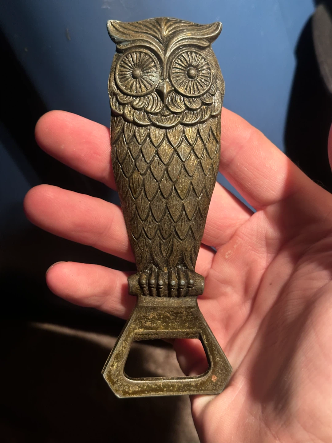 Mid century Solid brass owl bottle opener