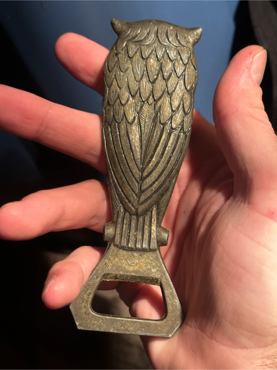 Mid century Solid brass owl bottle opener - photo 2