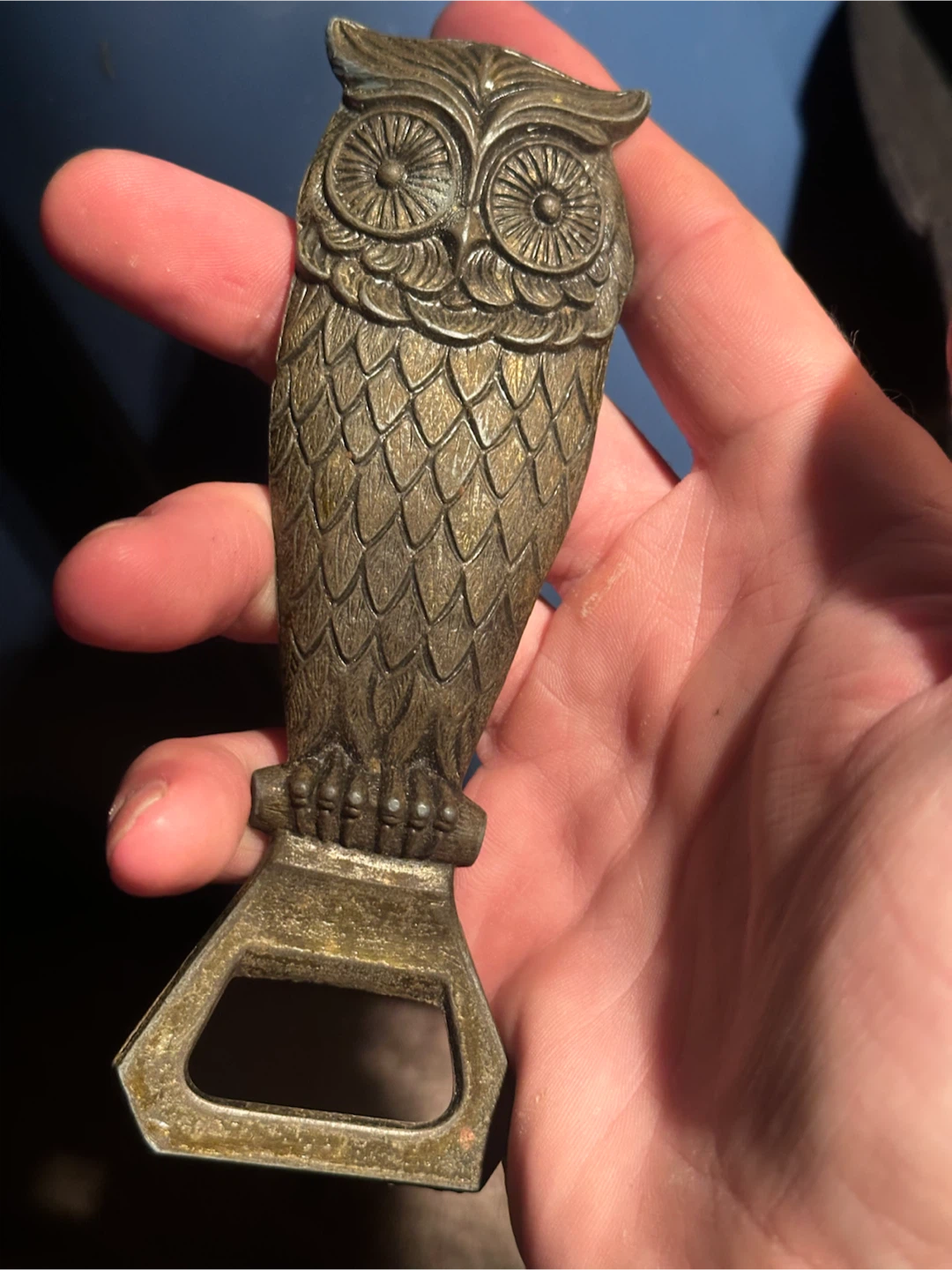 Mid century Solid brass owl bottle opener - photo 5