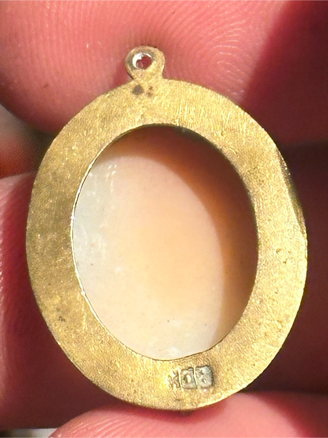 Antique 800 Silver Vermeil Shell Cameo Pendant 1" - photo 2