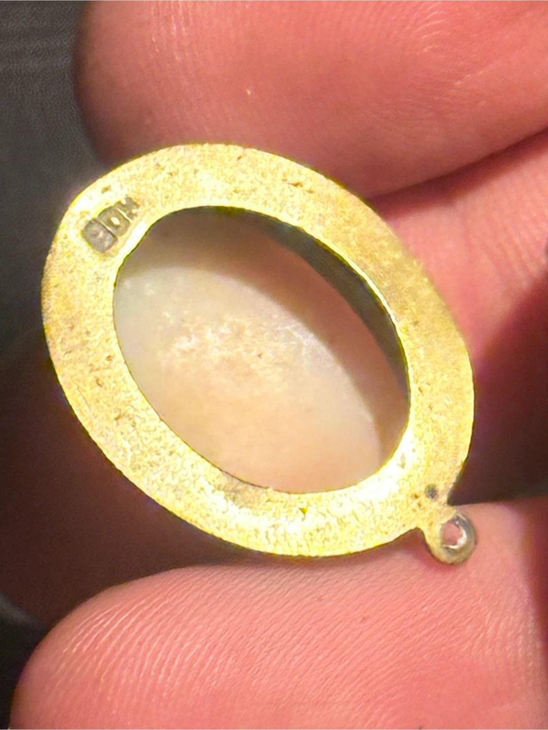 Antique 800 Silver Vermeil Shell Cameo Pendant 1" - photo 3