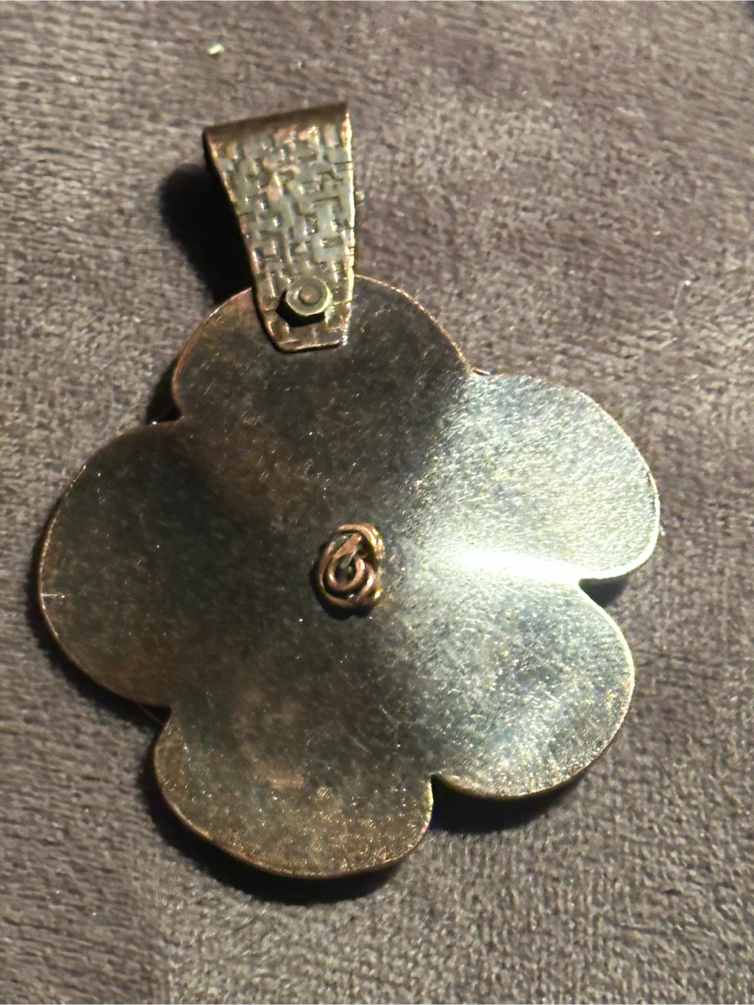 Vintage Kinetic Spinning Mixed Metal Flower Pendant - photo 3