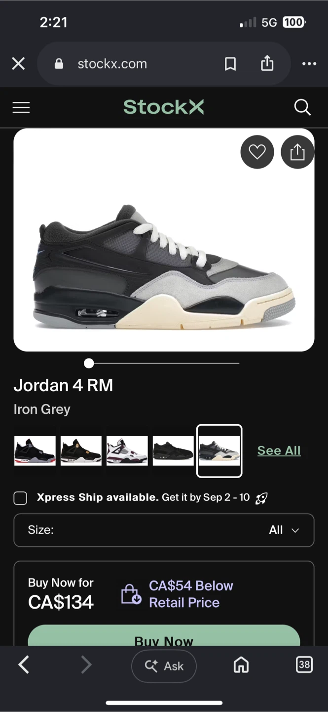 JORDAN 4RM IRON GREY