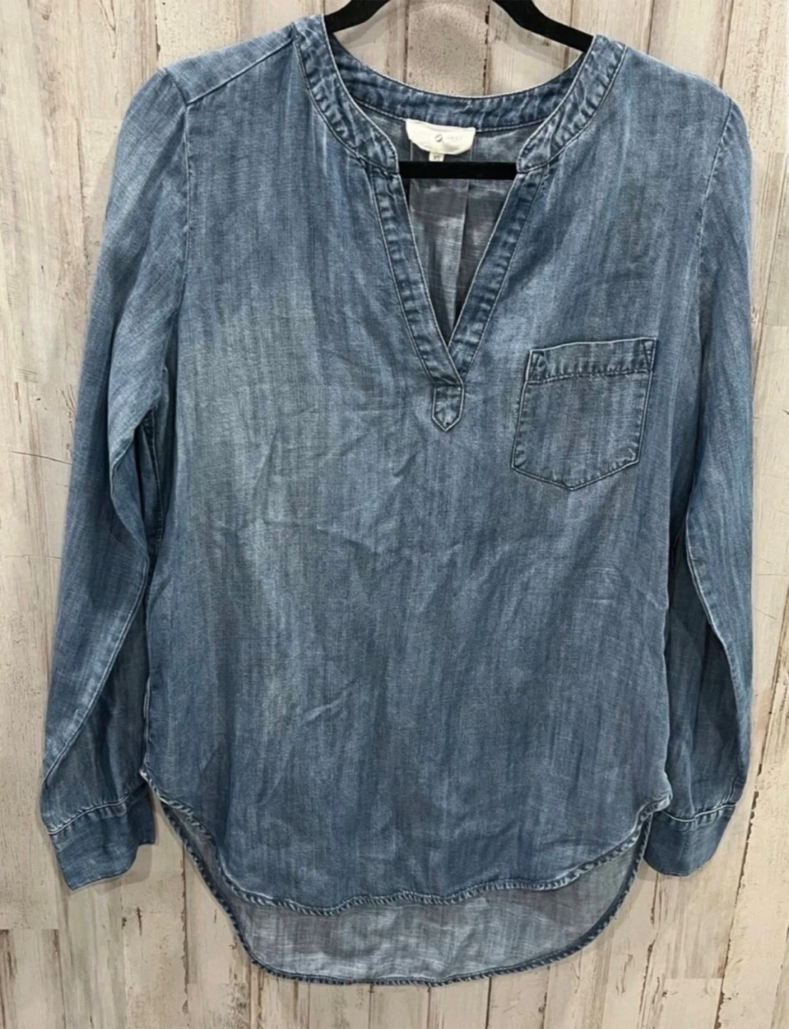 Denim Effect Button-Up Shirt