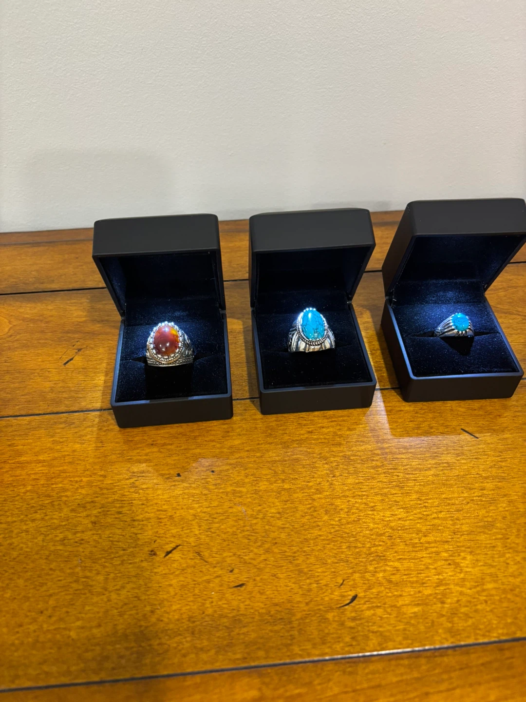 Set of 3 Rings with Gemstones