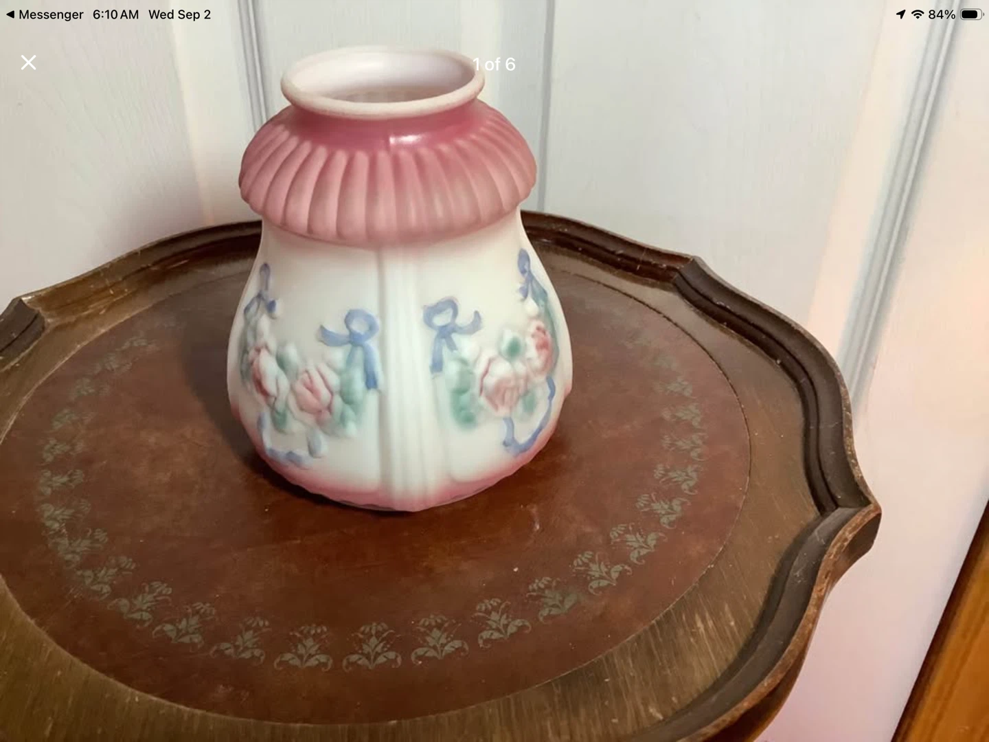 Vt Frosted Glass Lamp Shade w Hd Ptd Floral Motifs 🐞