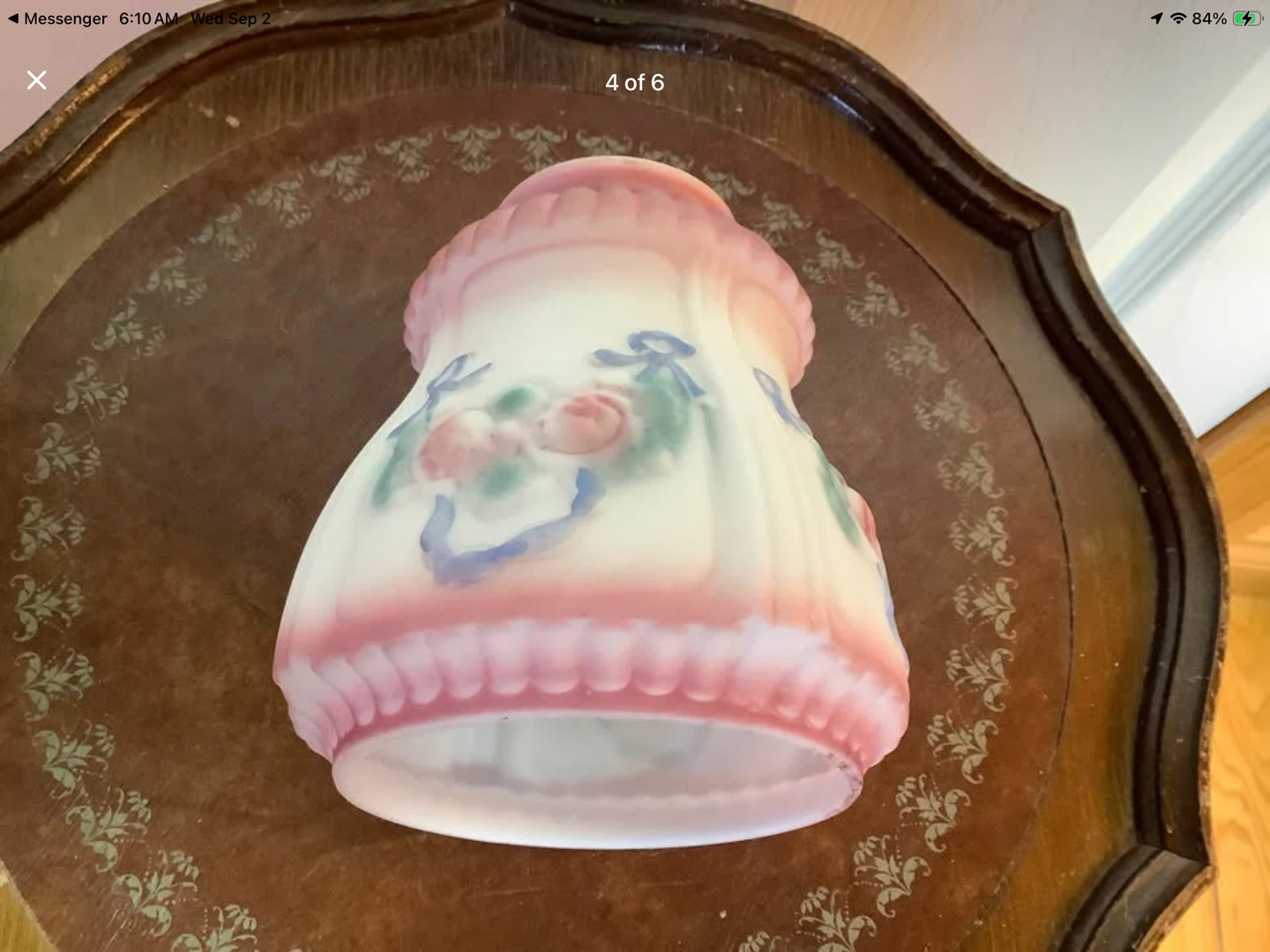 Vt Frosted Glass Lamp Shade w Hd Ptd Floral Motifs 🐞 - photo 4