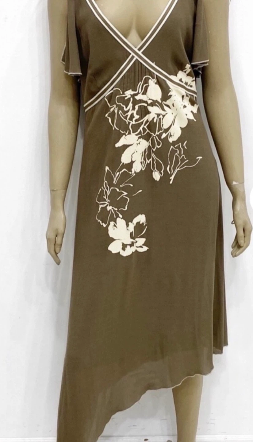Brown Floral Print Dress