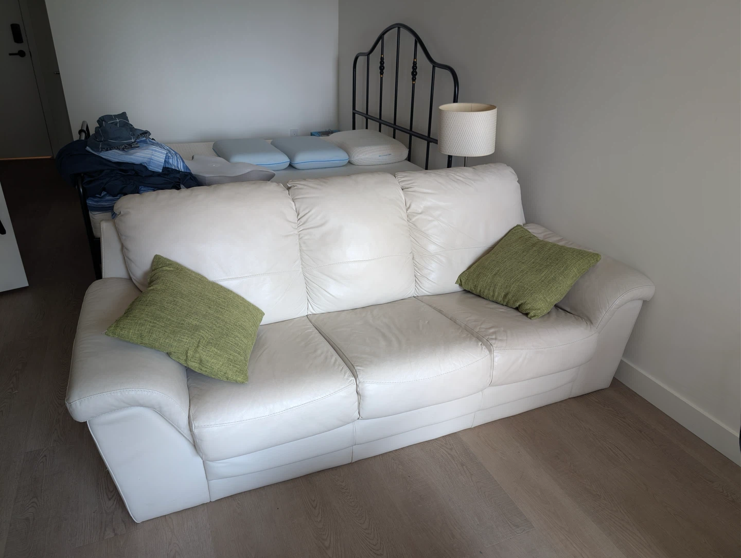 White Leather 3-Seater Sofa