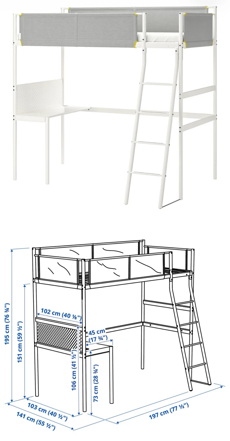 IKEA Vitval loft bed with desk - photo 2
