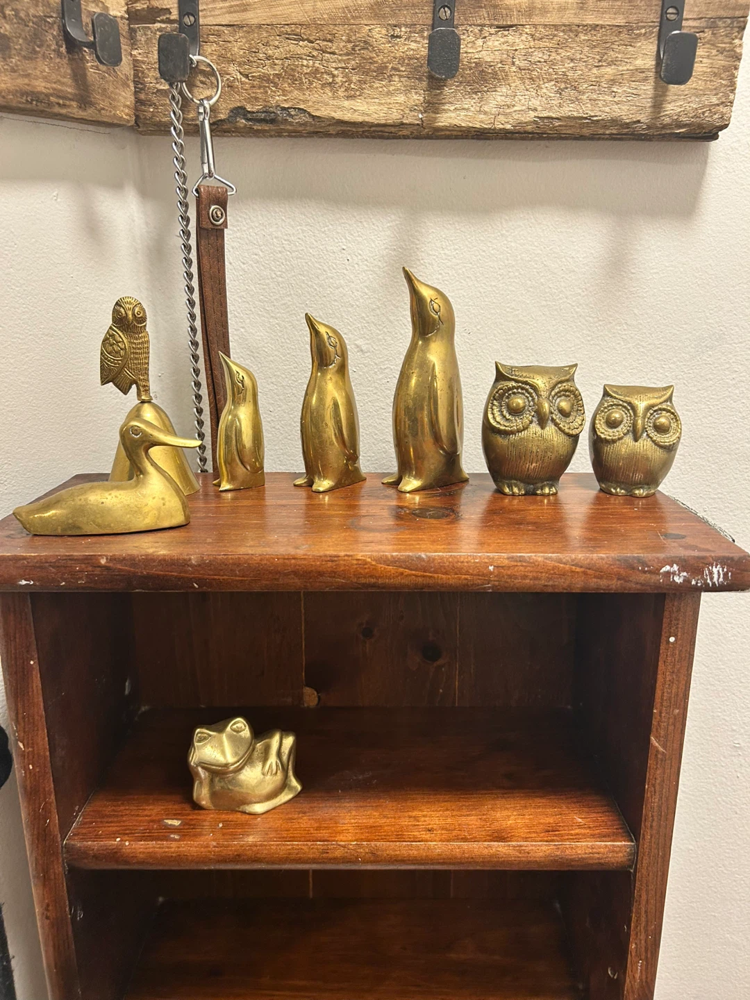 Brass Animal Figurines (Owl Bell, Penguins, Ducks, Frog)