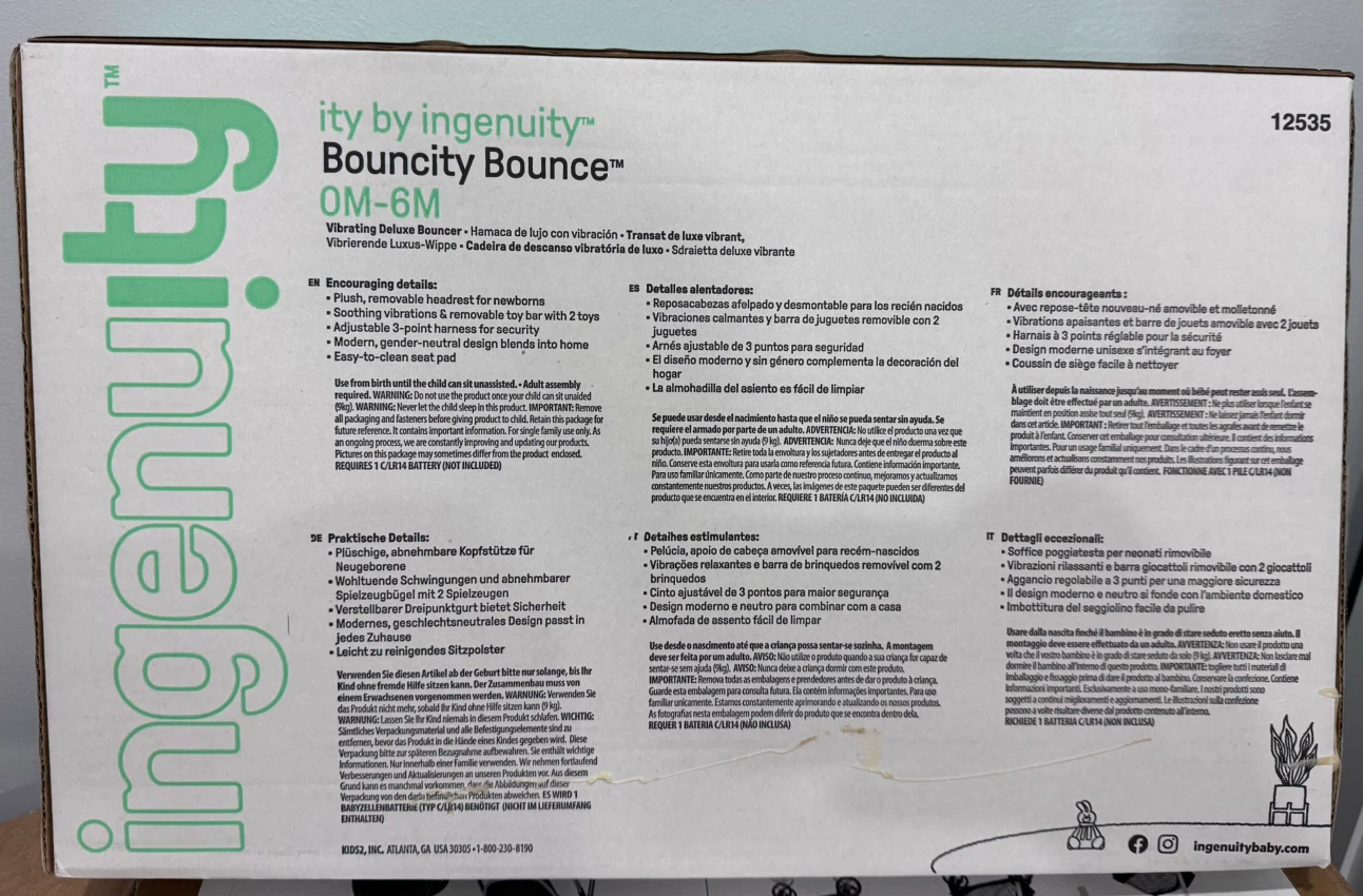 Ingenuity Ity Bouncity Bounce Vibrating Deluxe Bouncer - photo 3