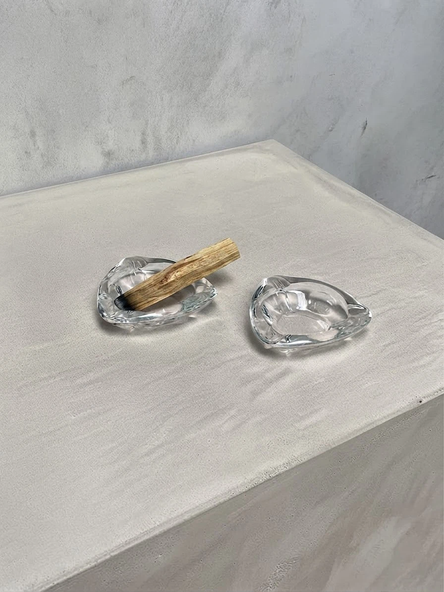“Reims France” Vintage Clear Glass Ashtrays