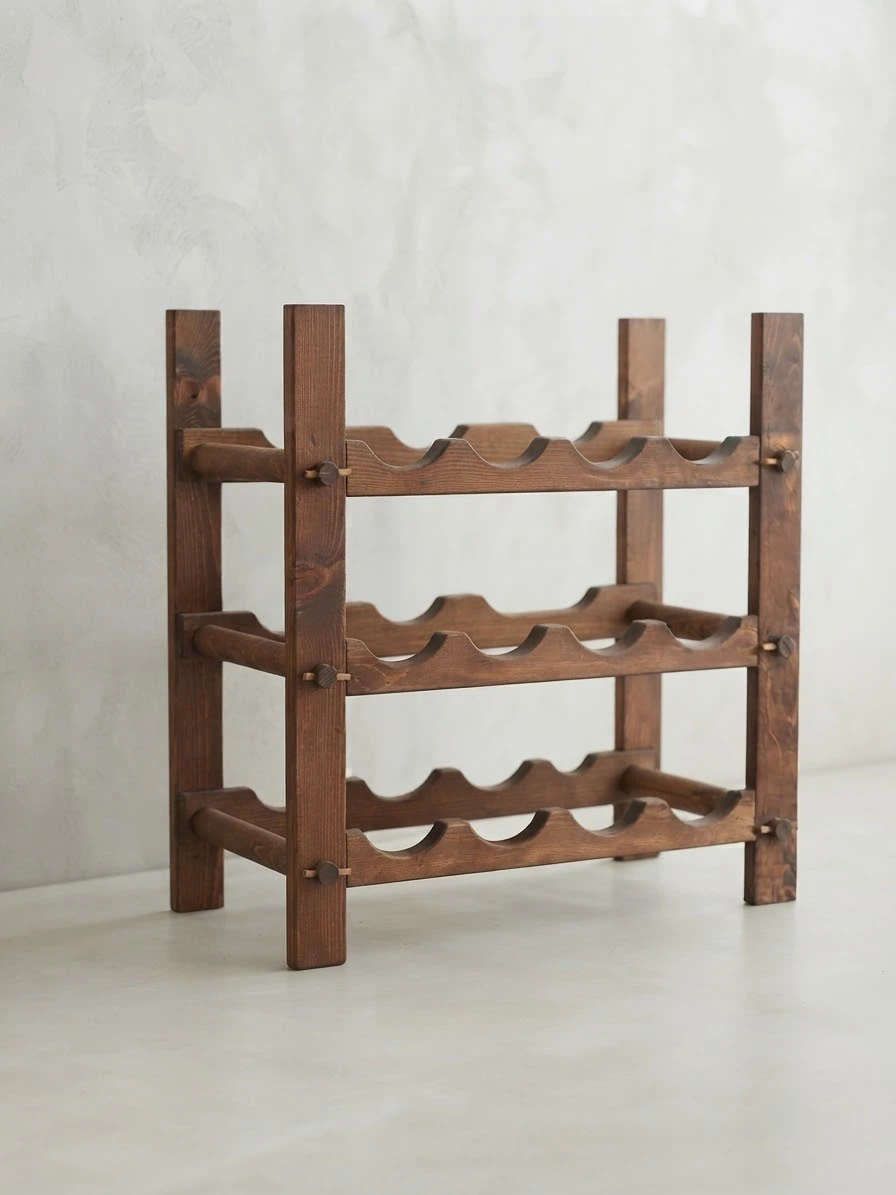 Danish Vintage Wooden Wine Rack