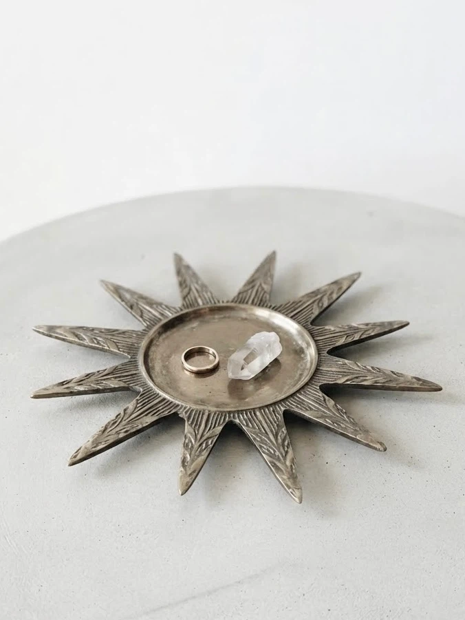 Reversible Solid Metal Sunburst Trinket Dish