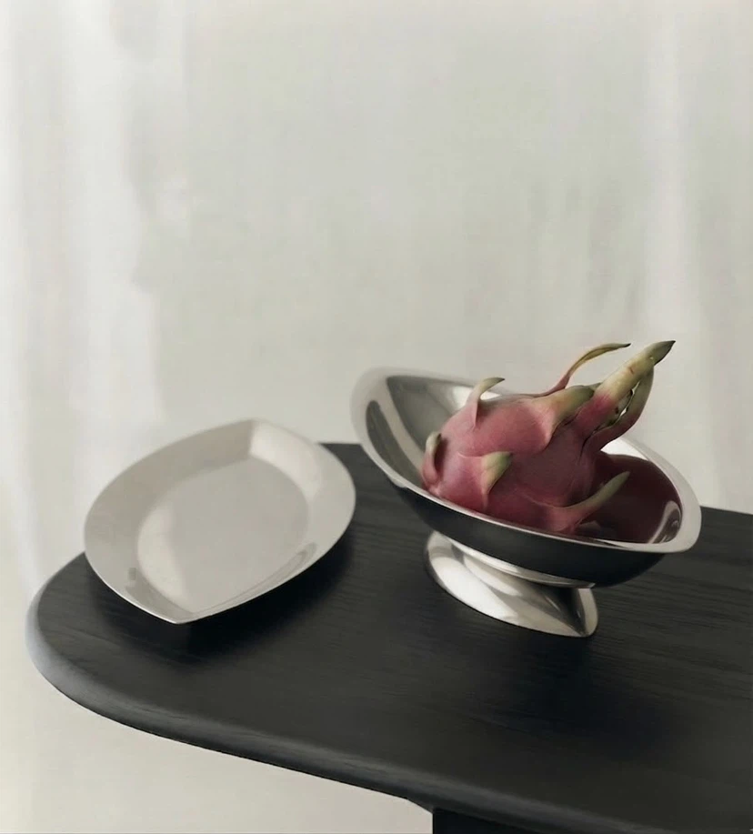 Vintage Stainless Steel Serving Dish and Tray Set