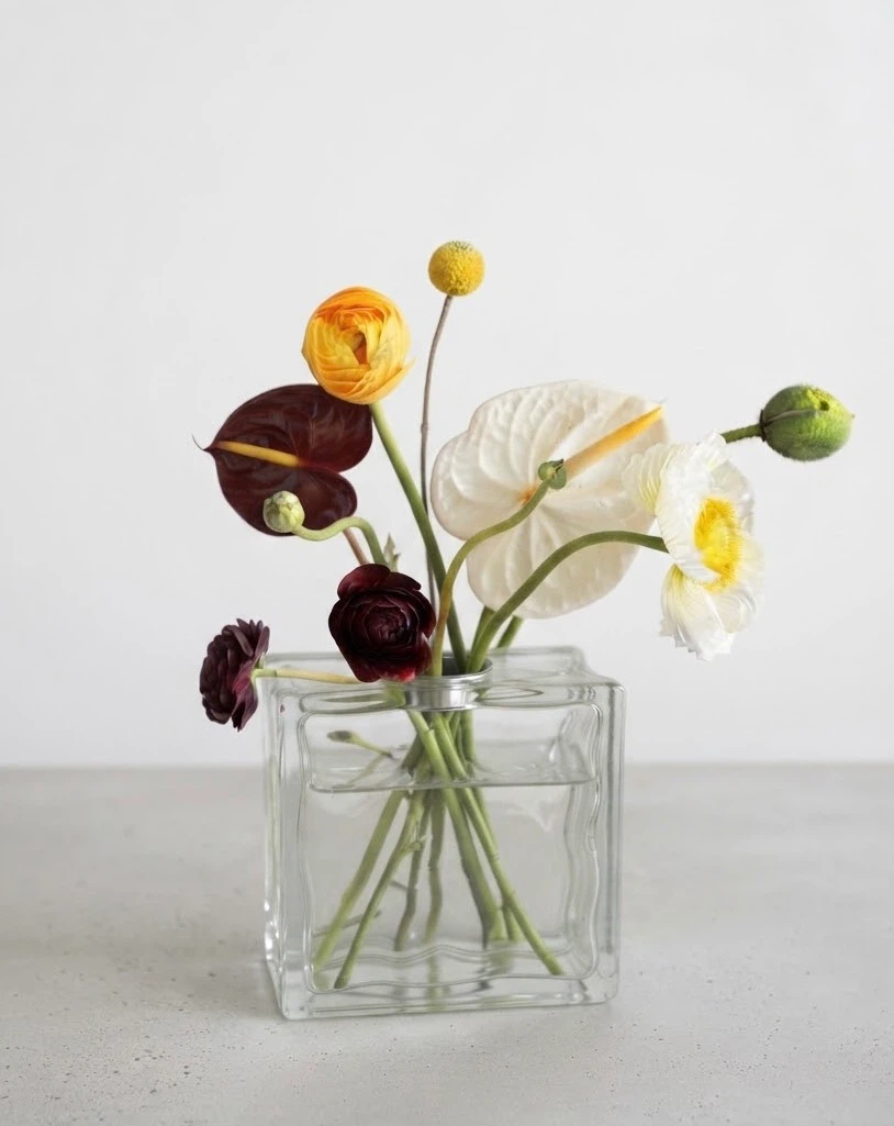 Clear Glass Block Vase