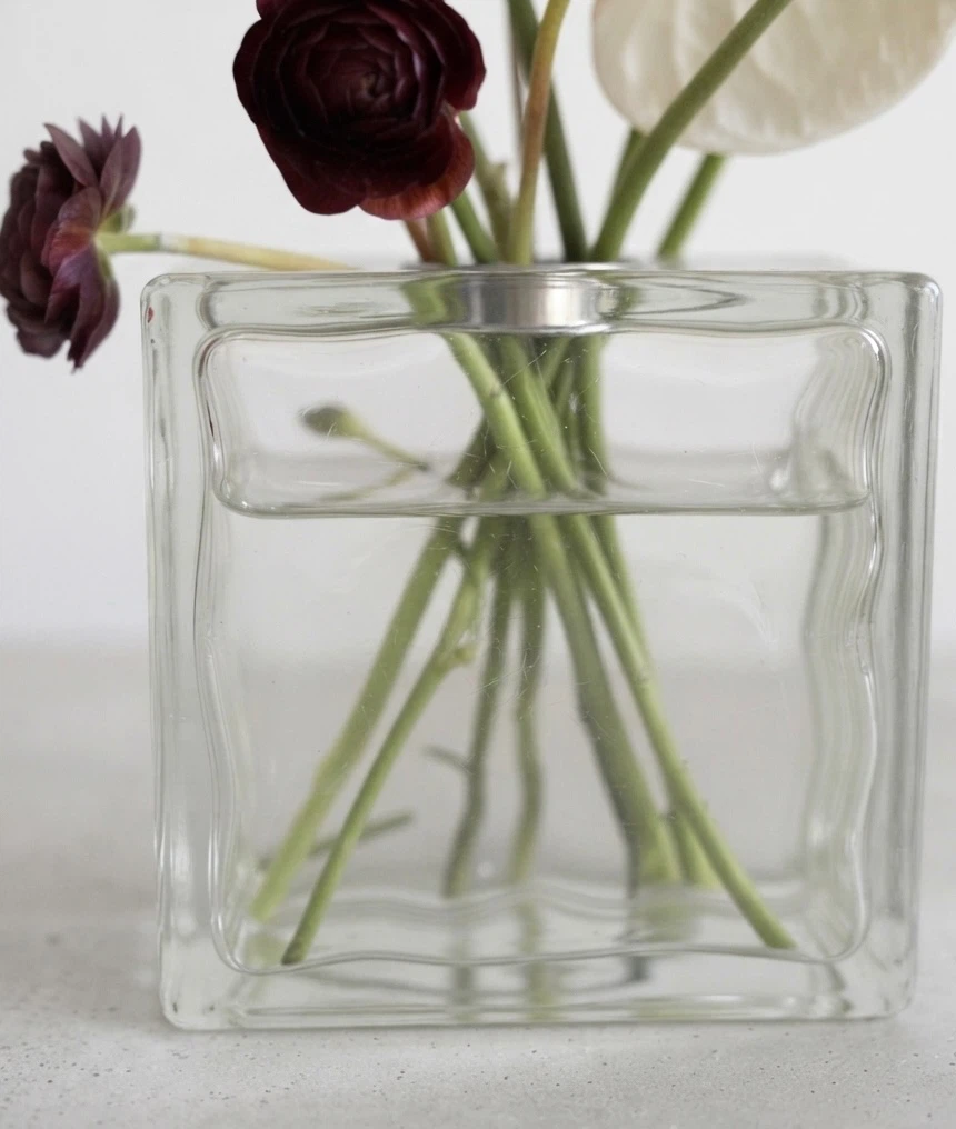 Clear Glass Block Vase - photo 2