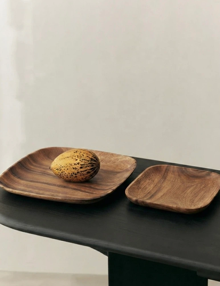 Wooden Square Plates - Set of 2