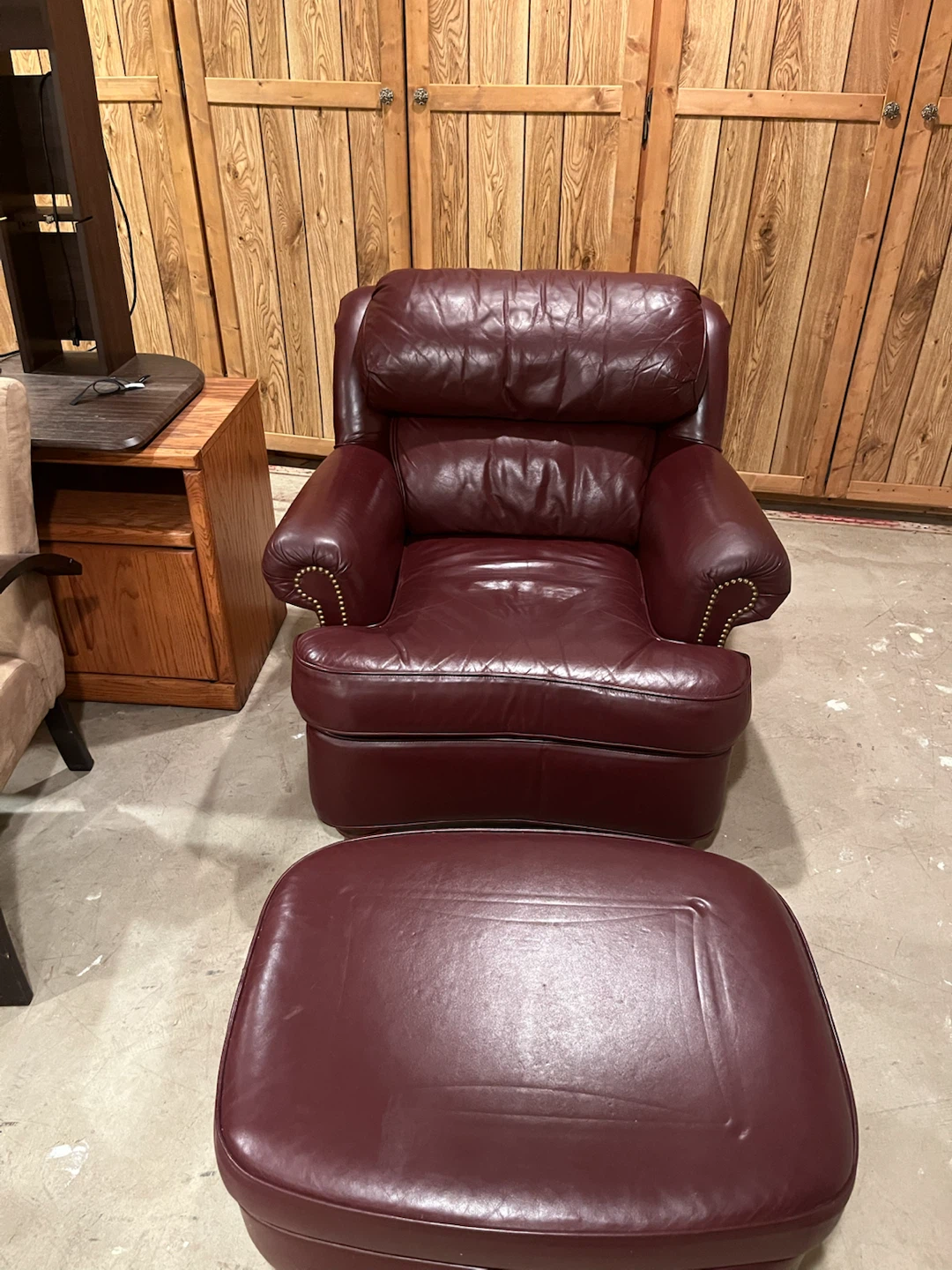 Leather Recliner Armchair with Ottoman