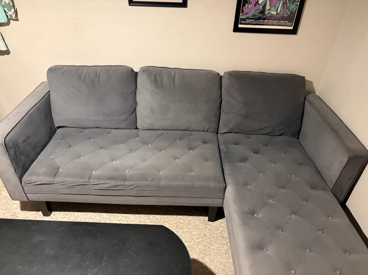 Grey Sectional Sofa with Chaise - photo 2