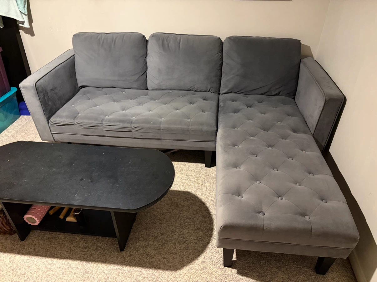 Grey Sectional Sofa with Chaise - photo 3