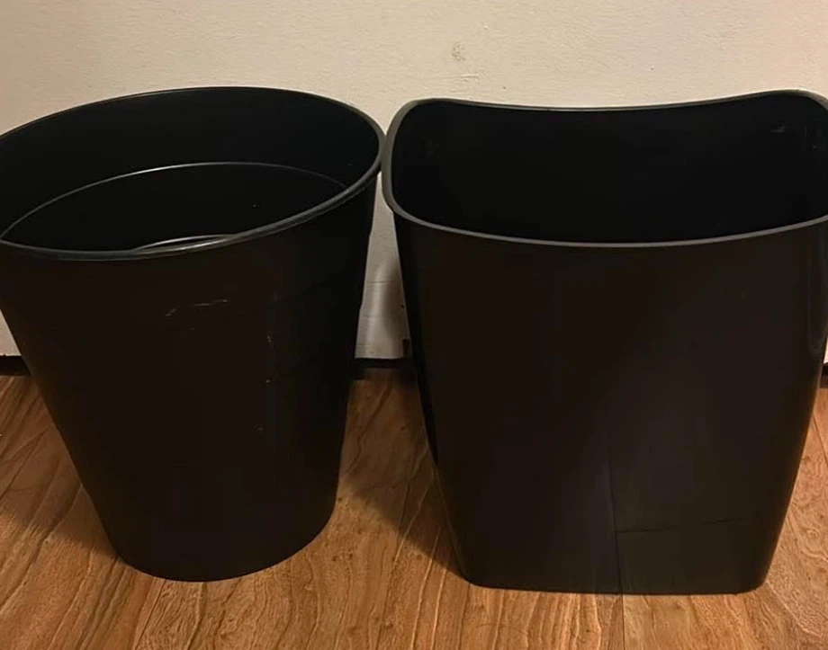 2 Black Plastic Bins