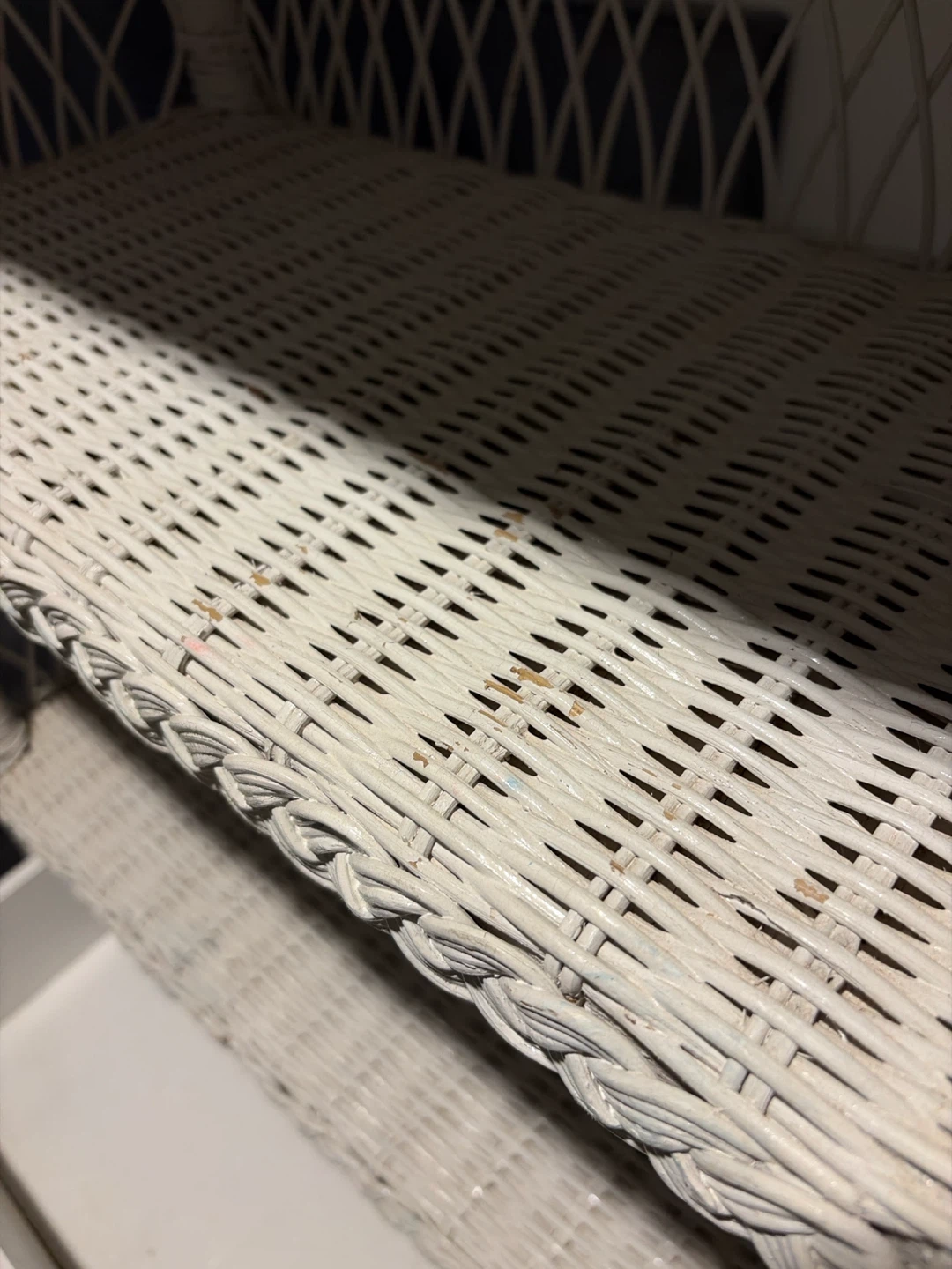 Vintage White Wicker Shelf with Drawer - photo 3