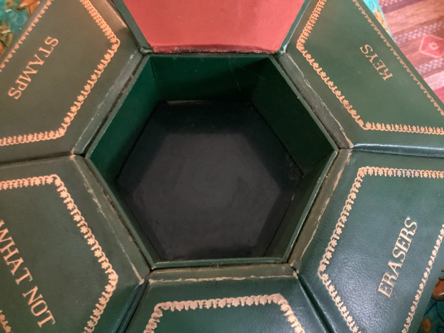 Vt/MCM Green Leather Hexagonal Rotating Desk Organizer 🐞 - photo 5