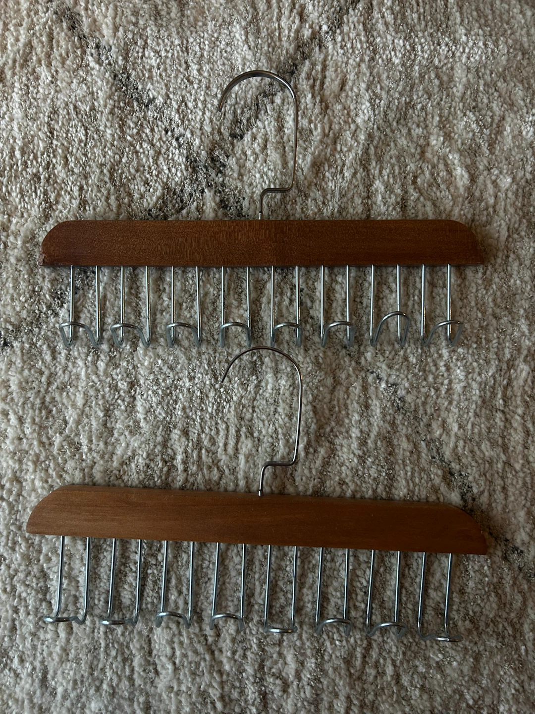 Set of 2 Wooden Belt and Accessory Hangers