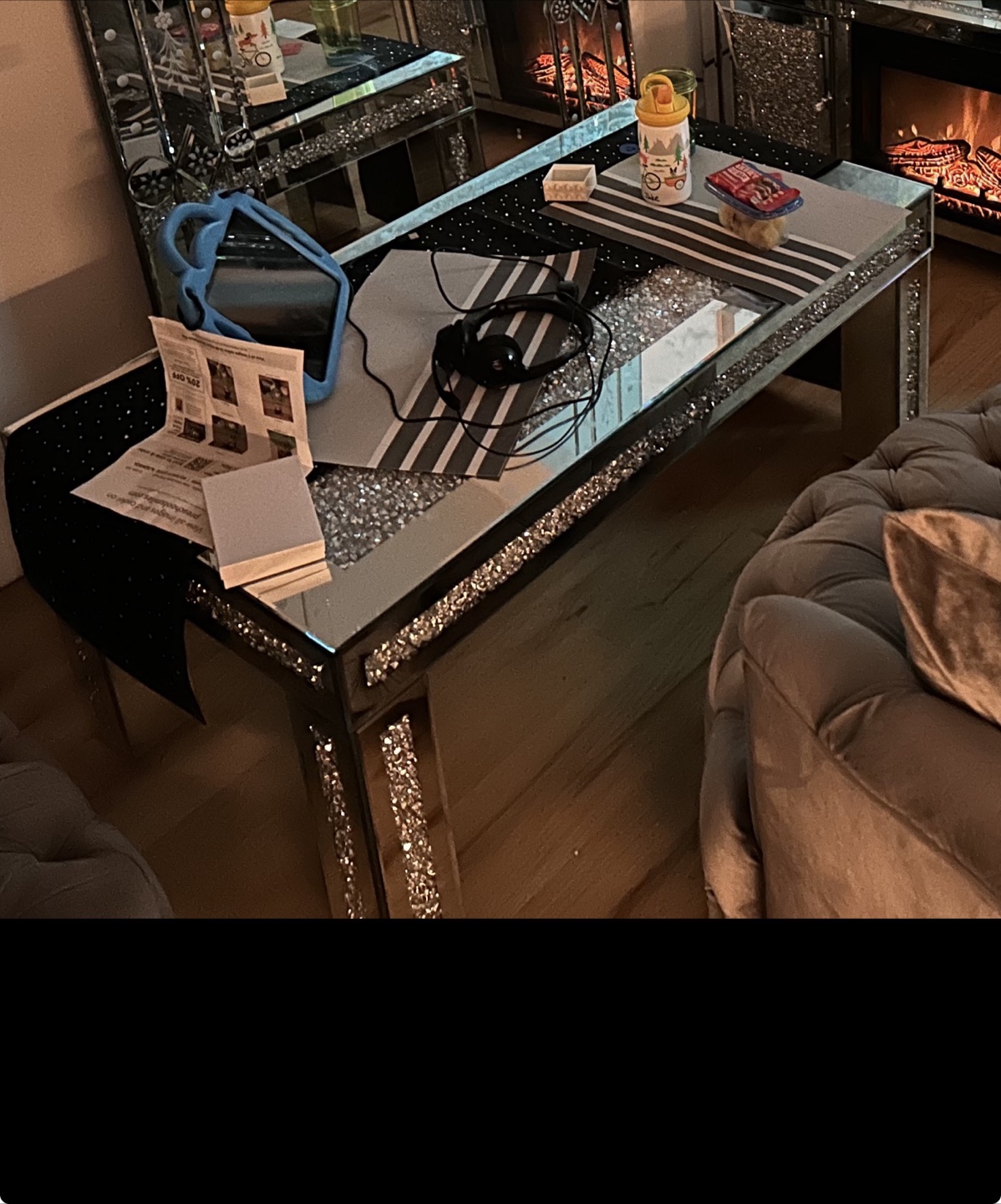 Crushed Diamond Mirrored Coffee Table