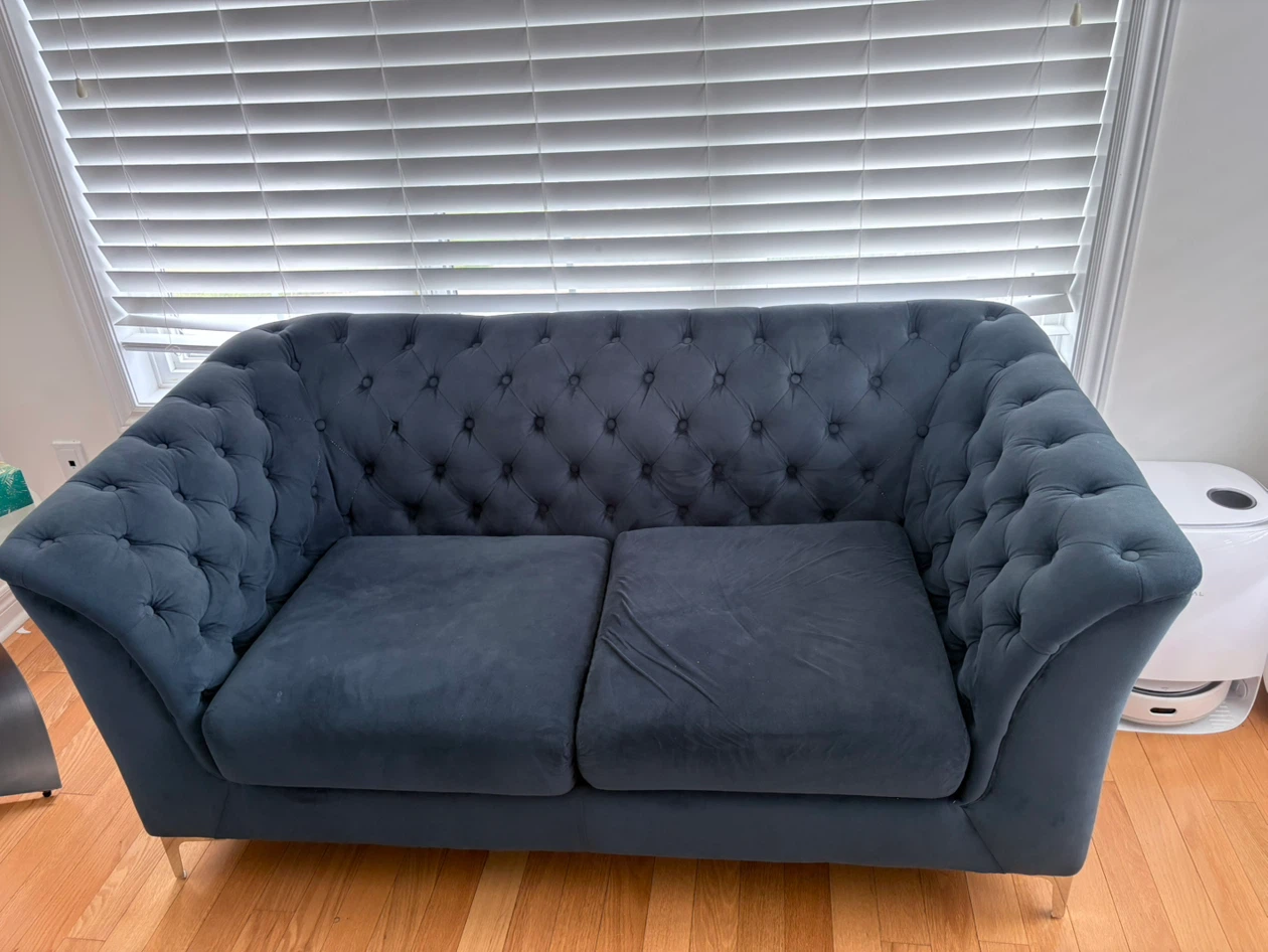 Dark Blue Tufted Loveseat/Sofa