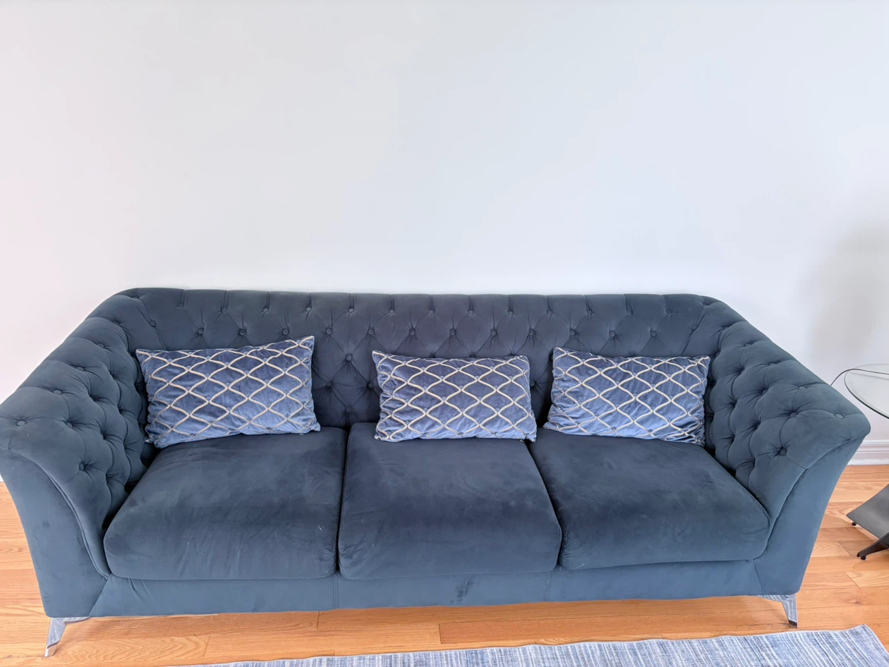 Dark Blue Tufted Loveseat/Sofa - photo 2
