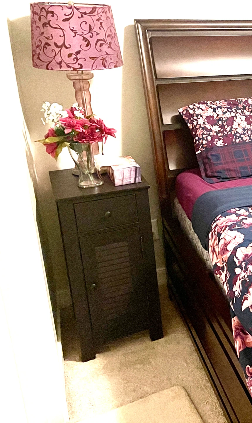 2 Dark Brown Narrow Nightstands
